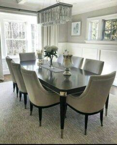 High end Elegant dining tables with upholstered chairs