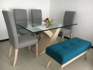 Affordable Rectangular Glass Dining Table 6 seater