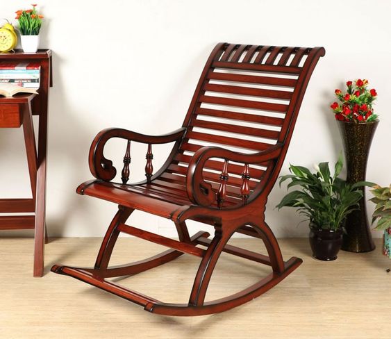 Dual-Tone Wooden Rocking Chair