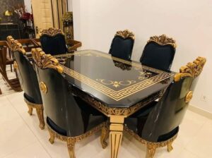 Modern Glass and Wood Round Dining Table