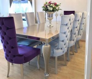 High end Elegant dining tables with upholstered chairs