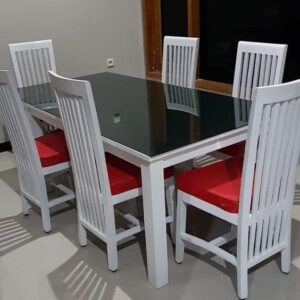 Modern High-Gloss White Dining Table