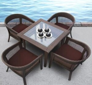 Round Drop-Leaf Outdoor Dining Table