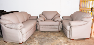 Fiber and Leather Combination Sofaset