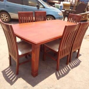 Compact Square Wooden Dining Table 6 seater