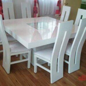 Modern High-Gloss White Dining Table 6 seater