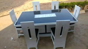 Modern High-Gloss White Dining Table 4 seater