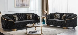 Pastel Colored Velvet Chesterfield.