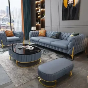 Pastel Colored Velvet Chesterfield.