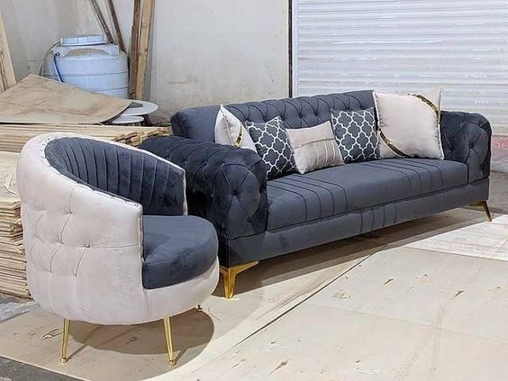 Economical Linen Upholstered Sofa with Tapered Legs