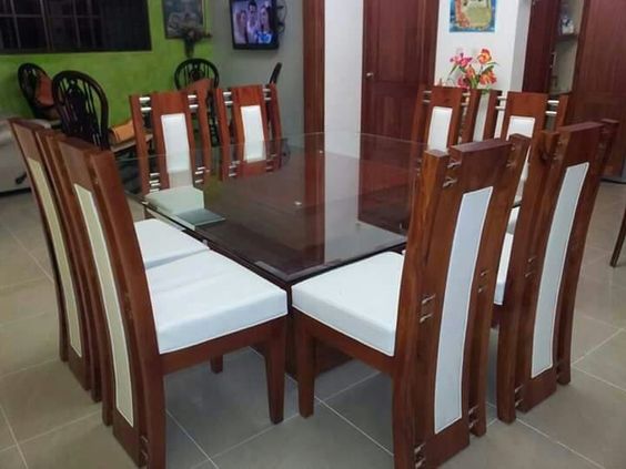 Modern Glass and Wood Round Dining Table