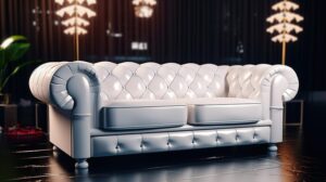 White Leather Chesterfield Loveseat
