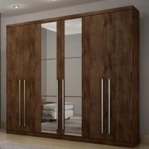 Budget Mango Wood Wardrobe Double mirror 