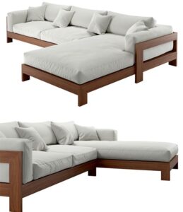 Wooden Frame L-Shaped Sofaset