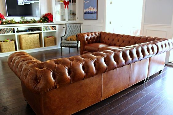 Chesterfield Sectional with Ottoman