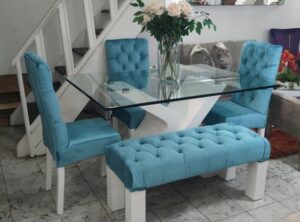 Affordable Rectangular Glass Dining Table 4 Seater