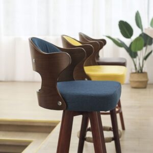 Curved Wooden Bar Chair with Armrests
