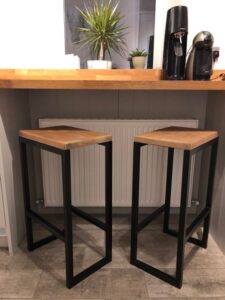 Industrial Style Wooden Bar Stool
