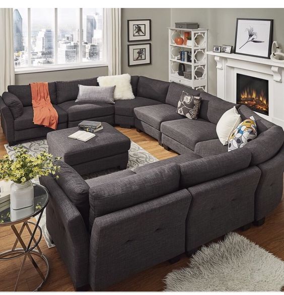 Contemporary U-Shaped Sectional with Built-In Storage