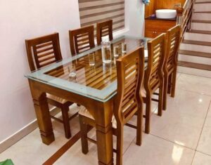 Affordable Glass-Top Dining Table 6 seater