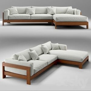 Wooden Frame L-Shaped Sofaset