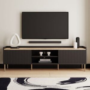 Sleek Wall-Mounted TV Stand with Integrated Soundbar