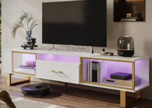 Elegant Marble TV Stand with Gold Accents