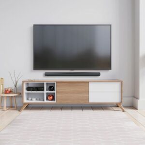 Sleek Wall-Mounted TV Stand with Integrated Soundbar