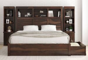 Storage Bed with Bookcase Headboard