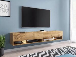 Rustic Floating TV Shelf with Cable Management: