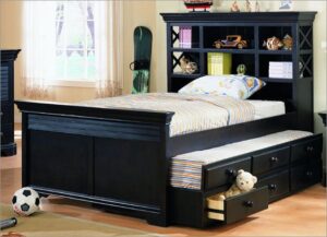 Storage Bed with Bookcase Headboard