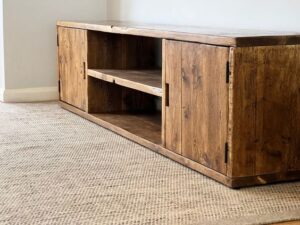 Rustic Reclaimed Wood TV Stand with Barn Doors