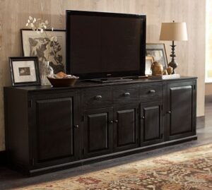 Traditional Wooden Entertainment Center with Fireplace Insert