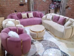 Curved Sofaset with Decorative Pillows