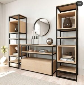 Industrial-Style Metal and Wood TV Stand