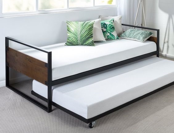 Industrial Style Metal Daybed with Pipe Accents