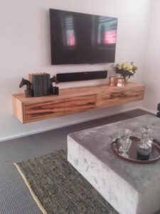 Rustic Floating TV Shelf with Cable Management: