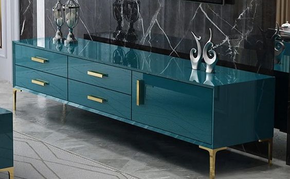 Whimsical TV Stand with Colorful Accents