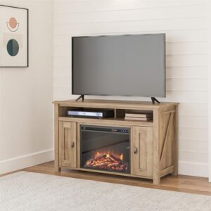 Traditional Wooden Entertainment Center with Fireplace Insert