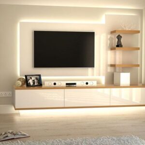 Contemporary Wall-Mounted TV Cabinet with Sliding Doors