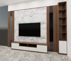 Sleek Wall-Mounted TV Panel with Storage Cabinets
