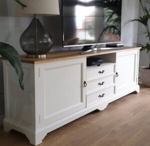 Rustic TV Stand with Open Shelving: