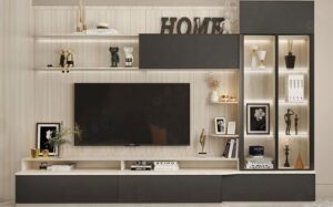 Industrial-Style Metal and Wood TV Stand