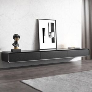 Sleek Wall-Mounted TV Stand with Integrated Soundbar