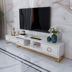 Elegant Marble TV Stand with Gold Accents