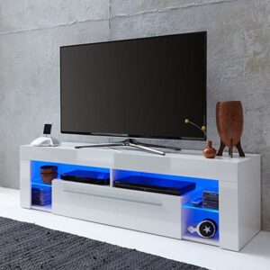 Contemporary Wall-Mounted TV Shelf with LED Lighting:
