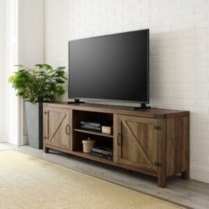 Rustic Reclaimed Wood TV Stand with Barn Doors