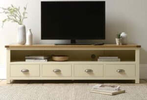 Rustic TV Stand with Open Shelving: