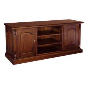 Traditional Wooden TV Console with Glass Doors