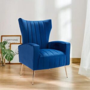 Velvet Accent Chair with Gold Legs